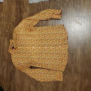 LANDS END Citrus Print Supima No-Iron Button Down - LargeT